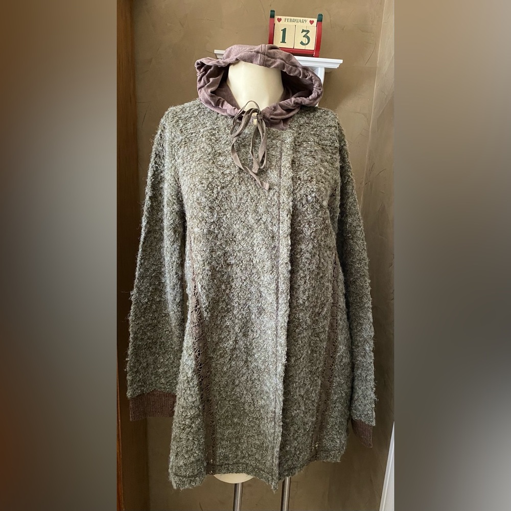 Mystree Open Front Boucle Boho Sweater Cardigan H… - image 1